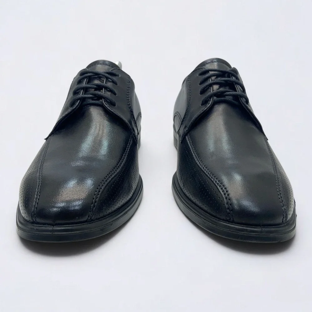 ECCO Helsinki 2.0 Derby Shoes Men's 8 Black Leather Perforated Square Toe NWOB
